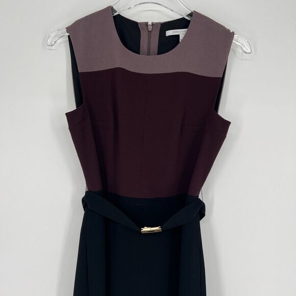 Diane von Furstenberg DVF dress Womens 2 Colorblock Workwear Fit Flare Purple - Picture 4 of 8